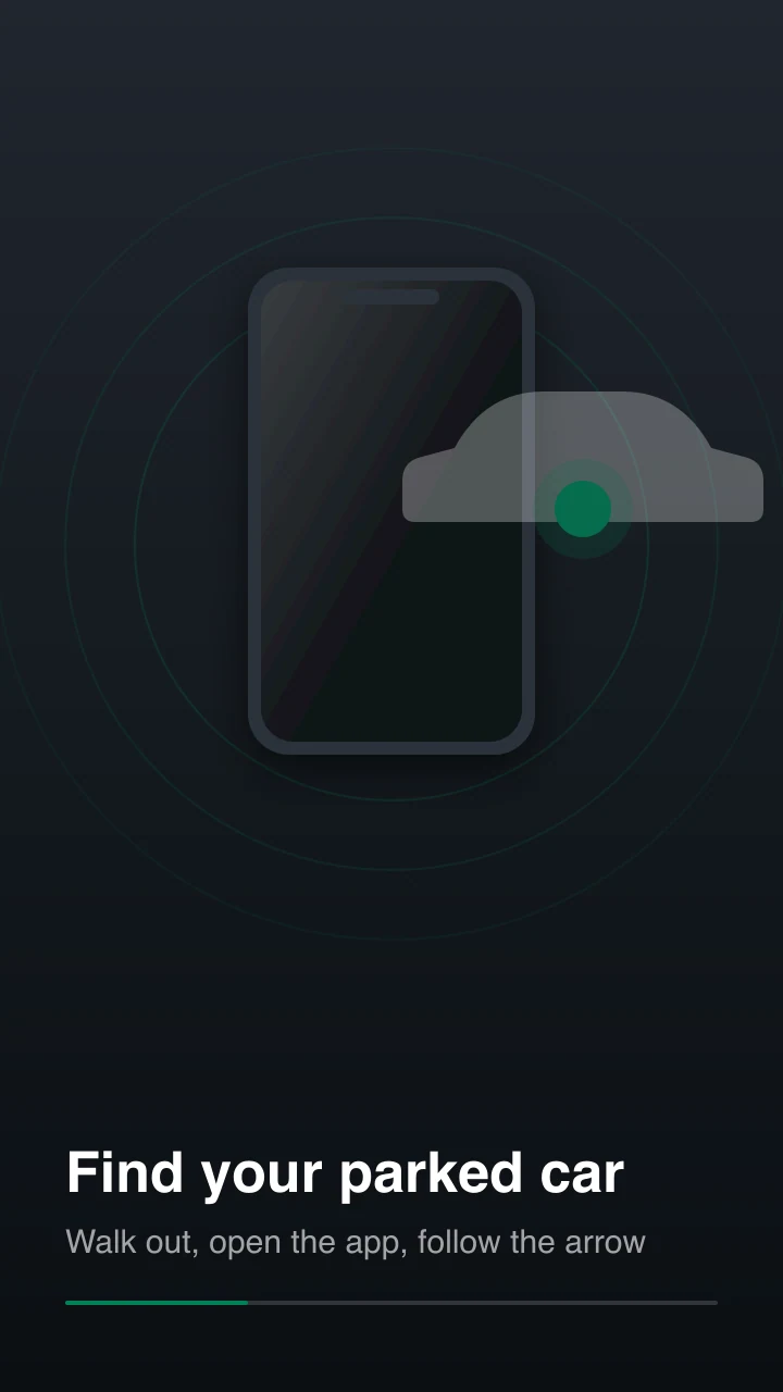 A phone showing a car's last known location with a direction marker