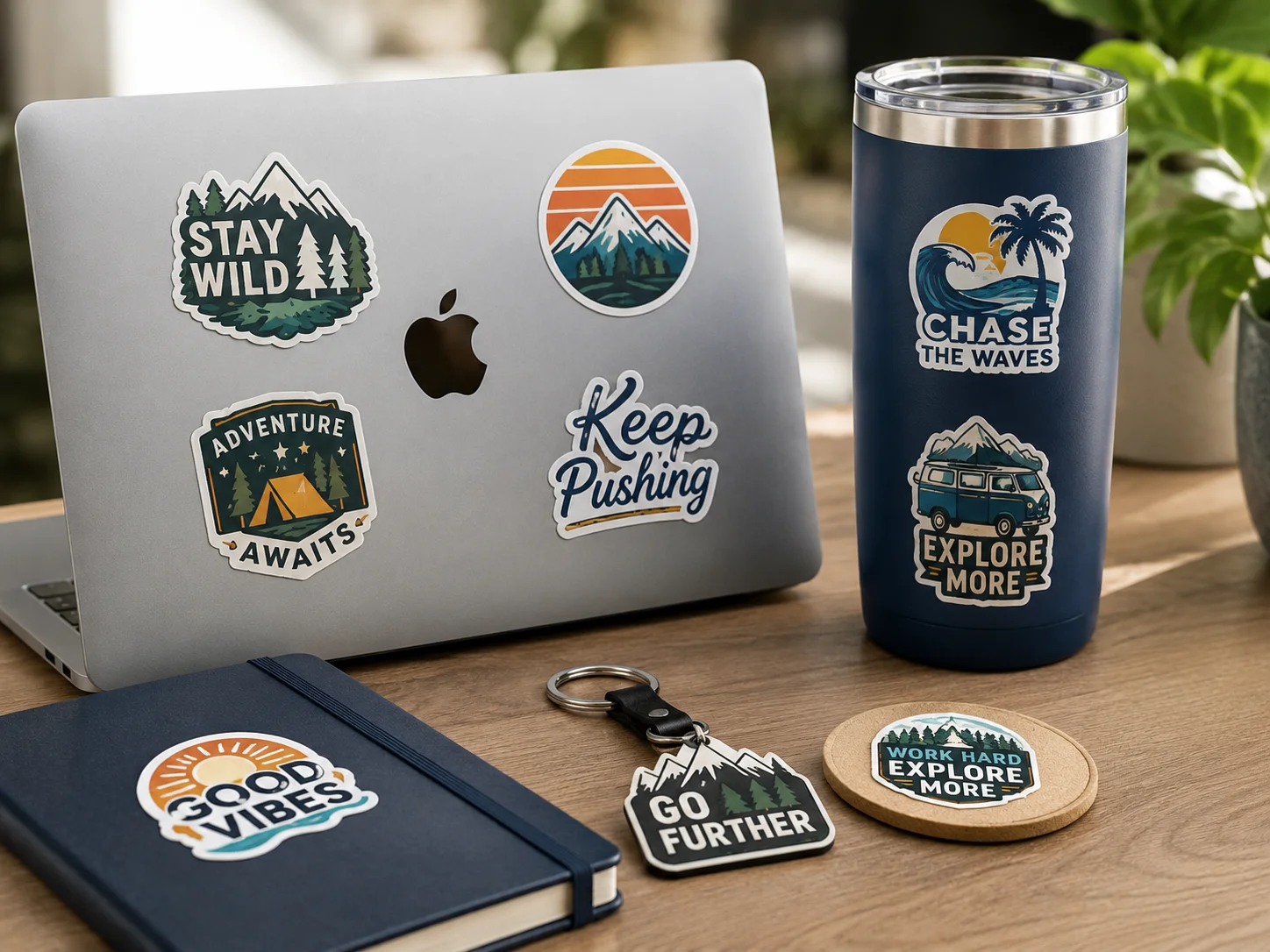 Laptop, Bottle & Giveaway Stickers